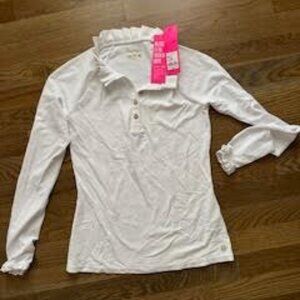 NEW w/ TAGS:  Lily Pulitzer Luxletic XXS UPF 50+ White Scalloped Pullover